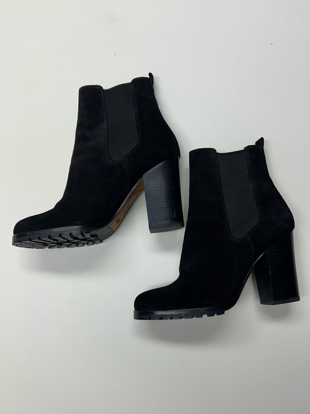 Coach Black Suede Block Heel Ankle Boots